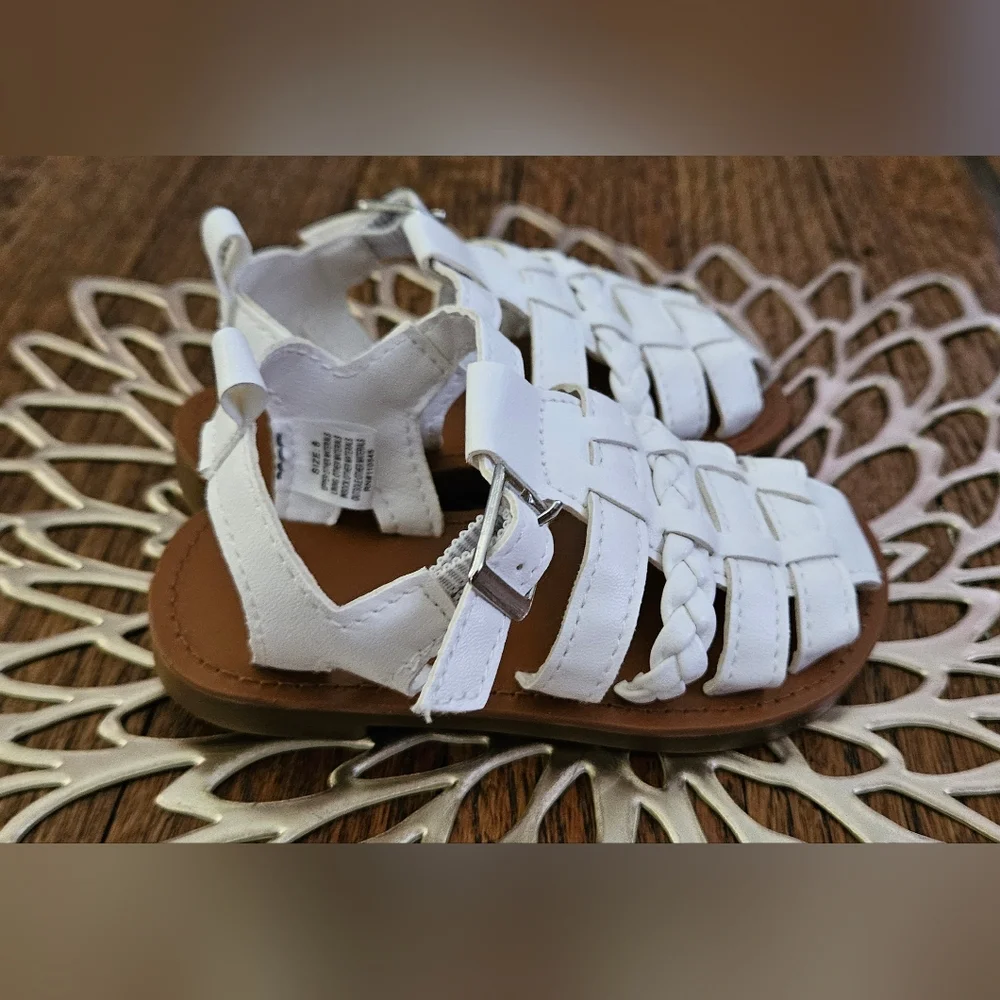 White Covered Toe Sandals. Never Worn Size 6